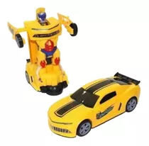 Carrinho Camaro Transformers Vira Robô Luz Som Bate Volta F Cor Amarelo