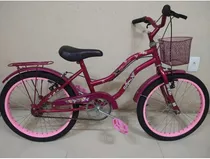 Bicicleta Infantil Passeio Aro 20 Cesta Feminina Rosa Verniz