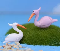 6 Mini Flamingos Miniaturas Terrários Jardim De Fadas Cactos