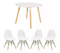 Juego De Comedor Baires4 Baires4 Eames Color Blanco Con 4 Sillas Mesa De 90cm De Largo Máximo X 90cm De Ancho X 75cm De Alto