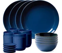 Vajilla Corelle, Gres, 4 Servicios, Liso, Azul, 16 Piezas