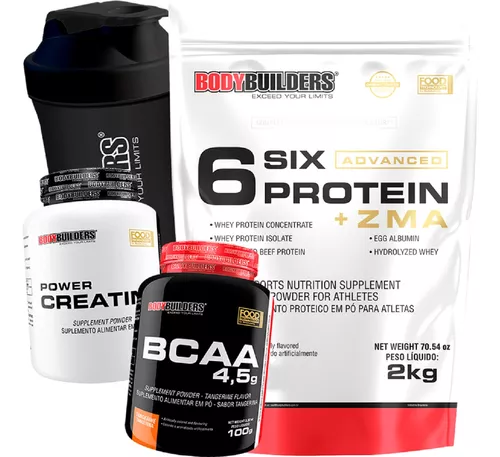 Kit Whey Protein Kg Six Protein Creatina Bcaa Copo