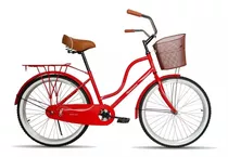 Bicicleta Urbana Femenina Black Panther Urbana Santorini  2021 R24 1v Freno Contrapedal Color Rojo Con Pie De Apoyo