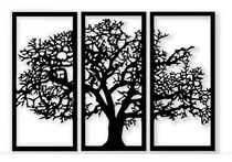 Triptico Arbol De La Vida En Madera Calada 103 X 70 Cmts Armazón Negro