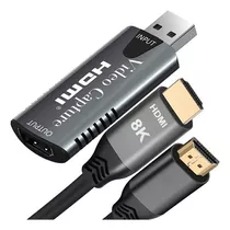 Capturadora De Video Hdmi A Usb + Cable Hdmi 8k Zoom Gamer