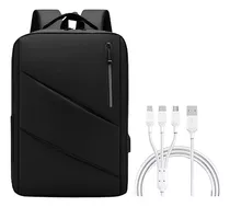 Mochila Executiva Cinza Impermeável Notebook 15.6 Reforçada Cor Preto Desenho Do Tecido Liso