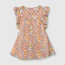 Vestido De Bebés Flores Damasco (3 A 36 Meses)