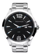 Relógio Technos Masculino 2115gu/1a Detalhe Azul Ou Vermelho Cor Da Correia Prata Cor Do Bisel Prata Cor Do Fundo Preto Com Azul