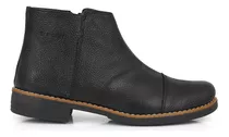 Bota Botineta Mujer Cuero Briganti Negra Casual - Mcbo24767 