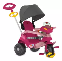 Triciclo Velobaby Reclinável Com Capota Passeio E Pedal Rosa