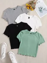 Kit 3 Cropped Feminino Canelado Regata Top