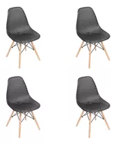 Kit 4 Cadeira Eames Design Colméia Eloisa Preto-grafite