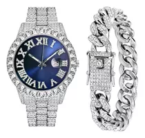 Reloj De Pulsera De Lujo Con Diamantes Y Brazalete, Unisex