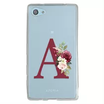 Funda Sony Xperia Antigolpes Flor Personalizada Con Inicial