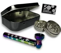 Kit Latita Pipa Vidrio Y Metal Picador Diseño Blunt Rey 