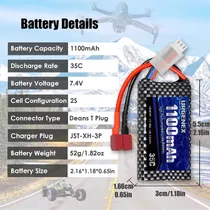 Batería Lipo 2s 7.4 V 1100 Mah Rc Lipo 