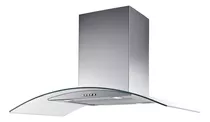 Campana Decorativa Extractora Purificadora De Cocina Ihd Isola Milán Ac. Inox. Y Cristal Isla 900mm X 777mm X 600mm Plateada 127v