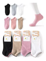 12 Pares Calcetines Mujer Tobilleras Liso Bambú W010