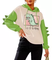 Sudadera Capucha Impresión Dinosaurio Lindo Versión Coreana