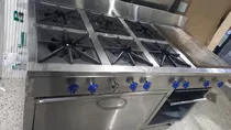 Cocina Industrial De 6 Hornillas Con Plancha Y Horno