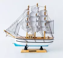 Enfeite Miniatura Barco Decorativo De Madeira Navio - 23cm