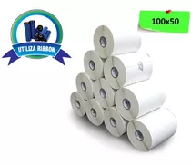 10 Rolos Etiquetas Couche Adesiva 100x50 Mm 10x5 Cor Branco Opção Etiquetas