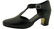 Zapatos De Folklore - Jazz - Tango Pu Negro - Taco 5,5 Cm