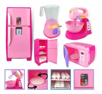 Kit Mini Cozinha Infantil Completa C/ Geladeira Microondas