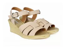 Sandalia Gravagna 3525 Cuero Nude Plataforma Baja Chino 