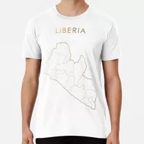 Remera Mapa De Contorno De Oro De Liberia Con Límites Estata