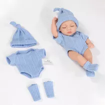 Reborn Baby Dolls Miniatura Fofa Silicone Impermeável Azul 