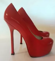 Zapatos Ysl Cuero Rojo 36