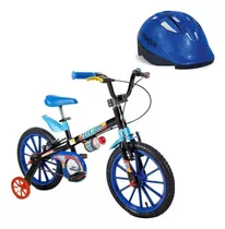  Bicicleta Aro 16 Tech Boys + Capacete Infantil