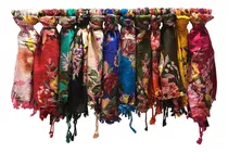 Pañuelo Estampado Pashminas C/pompones Por Mayor X6u