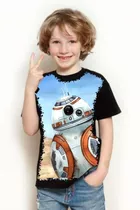 Camiseta Infantil Unissex Preta Star Wars Robô Sphero Bb-8