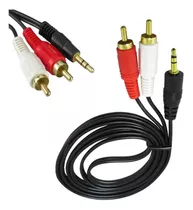 Kit 15 Cabo Audio Auxiliar P2 X 2 Rca Plug Dourado 1.5 Metro