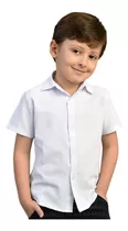 Camisa Branca Manga Curta Menino 1 A 8 Anos Social Infantil