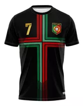 Camisa Infantil Cristiano Ronaldo Cr7 Portugal Preta