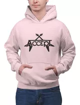 Poleron Unisex Accept Rock Metal Logo Musica Estampado Algodon