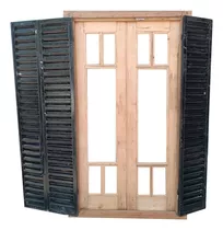 Ventana De Madera Antigua Con Celosías De Hierro Cod.11906