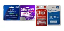 Chips Mixtos Pack De 100 Chips Entel, Wom, Movistar Y Claro