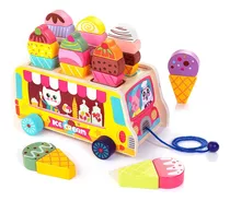 Juego Camión Helados Madera Imanes - Carrito Heladería Niños