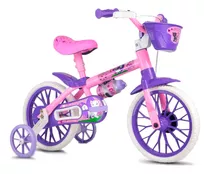 Bicicleta Infantil Aro 12 Meninas Rosa Cat Rodinhas Nathor