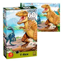 Quebra-cabeça Puzzle Criança 60 Peças Dinossauros T-rex Grow
