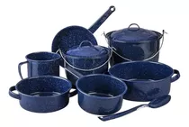 Batería De Cocina Clásica De Peltre Cinsa Azul Atenas 10 Pzs