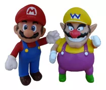 Kit 2 Bonecos Grandes Super Mario E Wario 23cm Coleção