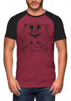 Camiseta Raglan Mickey Mouse Vitruvian Donald Pluto Clássico