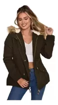 Campera Parka Con Corderito Abrigada Mujer Capucha Talle 2 Al 10 