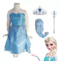 Disfraz Elsa Frozen Vestido Kit Princesa Elsa Vestido Disney Niña Fiesta Cumpleaños Accesorios Halloween
