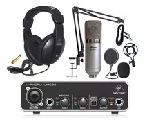 Placa De Sonido Behringer Umc22 Mic Bm-700 Kit + Auricular